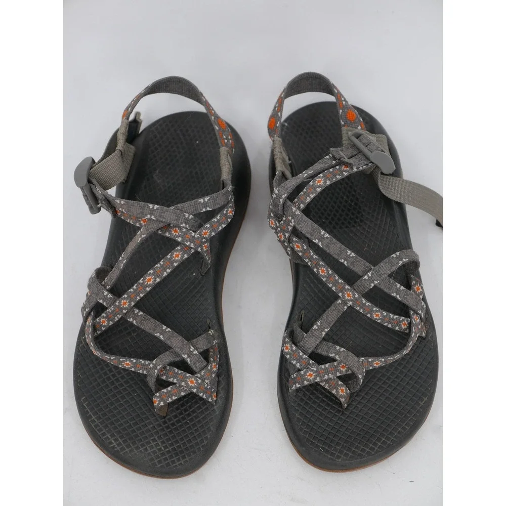 Chaco ZX2 Floral Sandals Gray Strappy Adjustable Hiking Womens Size 8 EU 38.5